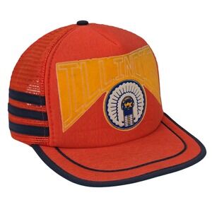 Illinois Fighting Illini Trucker Hat Mens Orange Vintage 80s 90s Chief Illiniwek
